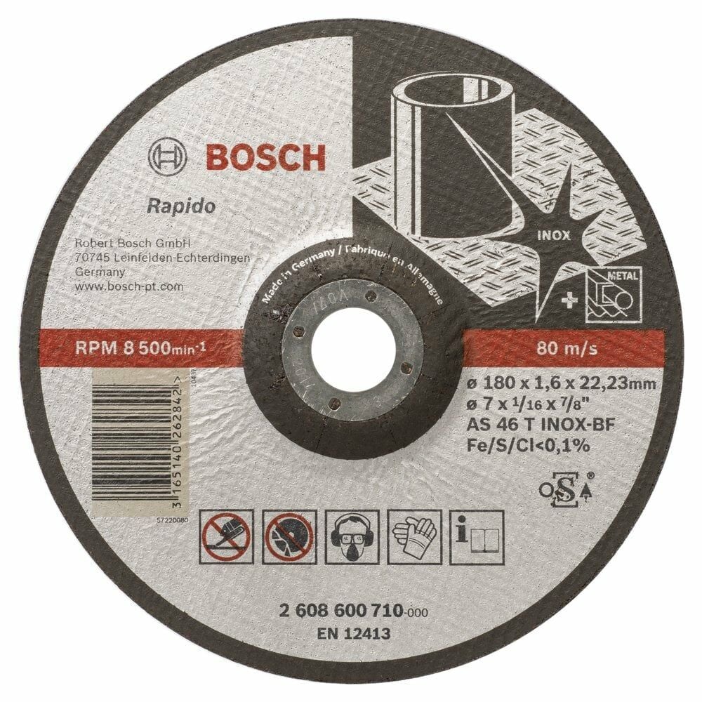 Bosch – 180*1,6mm Expert Serisi Bombeli Inox (Paslanmaz Çelik) Kesme Diski (Taş) – Rapido