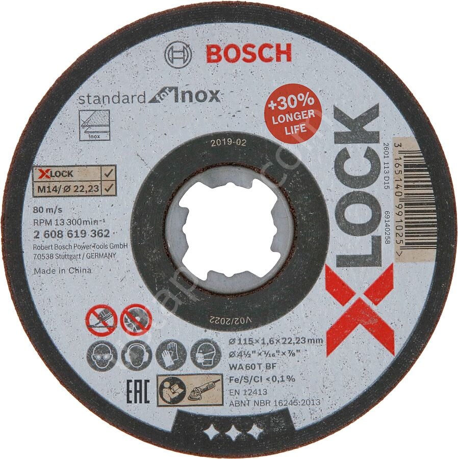 Bosch – X-LOCK – 115*1,6 mm Standard Seri Düz Inox (Paslanmaz Çelik) Kesme Diski (Taş) 2608619362